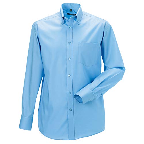 Russell Collection - Camisa de Manga Larga Diseño Ultimate Modelo Non-Iron Hombre Caballero - Trabajo/Boda/Fiesta (Cuello 40cm) (Azul Cielo)