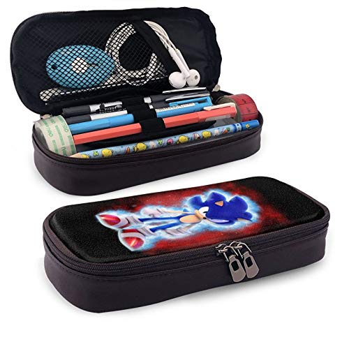 S-onic The H-Edgehog Estuche de gran capacidad para lápices con doble cremallera para estudiantes, adolescentes, niñas, adultos, bolsa de cosméticos