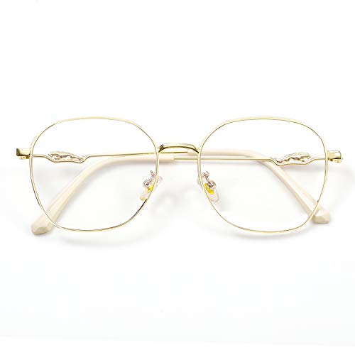 SaNgaiMEi Gafas Luz Azul,Gafas para Ordenador Anti luz Azul - Gafas con Filtro de luz Azul bloqueo de luz azul Evita la Fatiga Ocular para Hombre y Mujer (Oro)