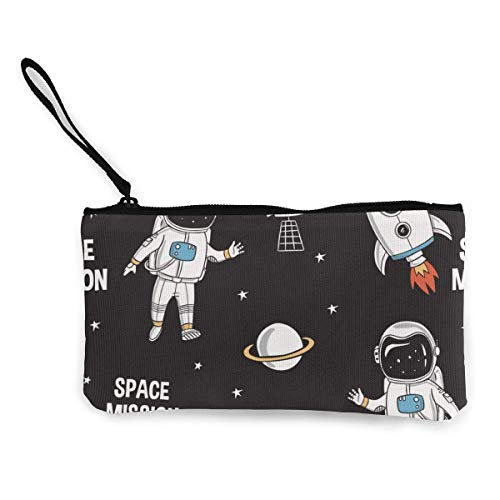 shenguang Astronaut Space Mission Monedero pequeño, Monedero de Lona Monedero con Cremallera, Estuche con Cremallera