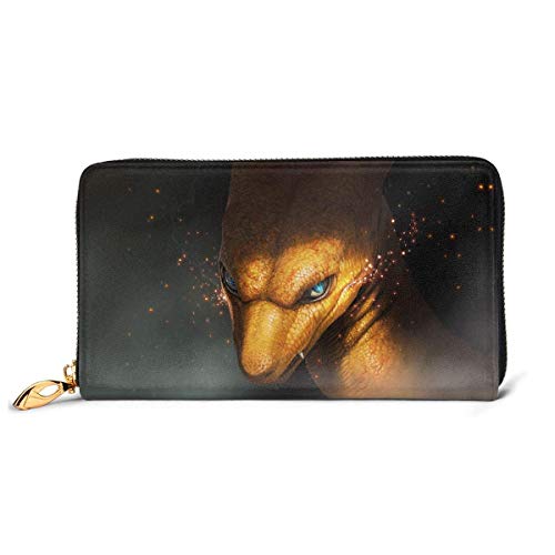 shenguang Charizard Dragon Portefeuille Blocage Portefeuilles En Cuir Véritable Portefeuille Double Zip Organisateur Pochette Titulaire De La Carte De Crédit Grande Capacité Bourse Téléphone