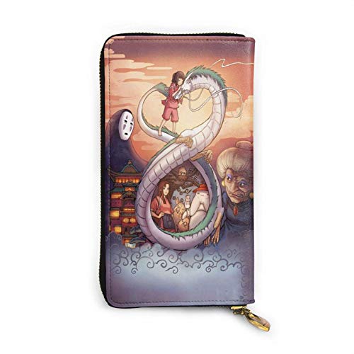 shenguang Spirited Away Dragon Portefeuille Blocage Portefeuilles En Cuir Véritable Portefeuille Double Zip Organisateur Pochette Titulaire De La Carte De Crédit Grande Capacité Sac À Main T