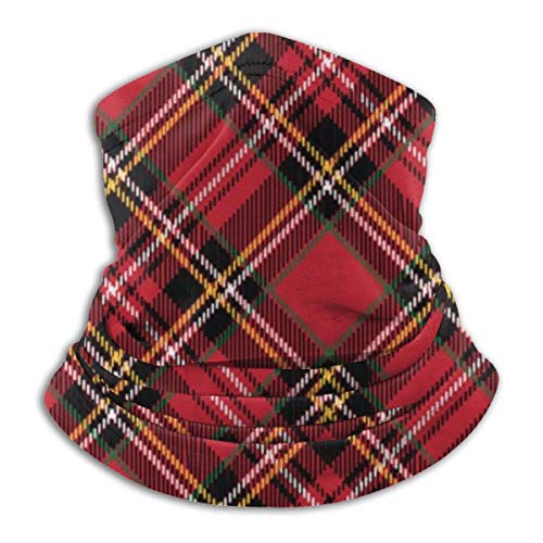 ShiHaiYunBai Braga Cuello Moto Calentador de Cuello Deporte Calentador Pasamontañas Polar Multifuncional Máscara Winter Neck Scarf, Red Scotland Plaids Winter Ski Neck Cover Face Mask Warmer for Mens