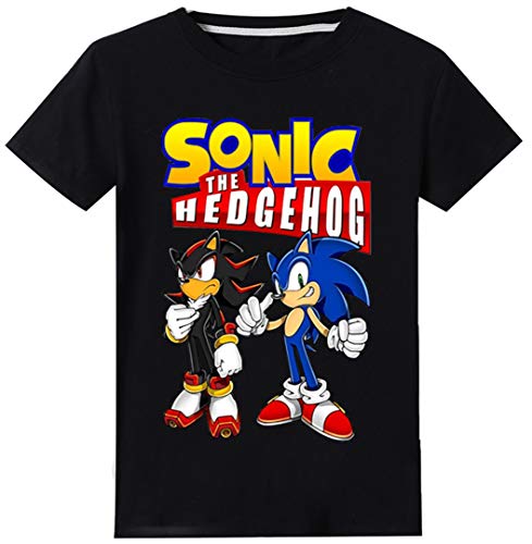 Silver Basic Camiseta Deportiva para Niños Inspirada en la Película Sonic The Hedgehog con Estampados Gráficos de Sonic Sonic Cosplay Sonic tee para Niños 110,Negro Sonic Shadow-3
