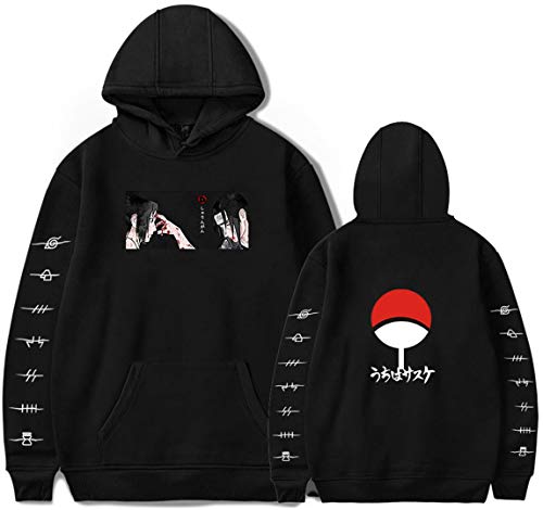 Silver Basic Naruto Sudadera con Capucha para Hombre Sudadera de Anime Japonés Naruto Hokage Kakashi Akatsuki Cosplay Disfraz Sudadera de Manga Larga M,Negro 27274-1