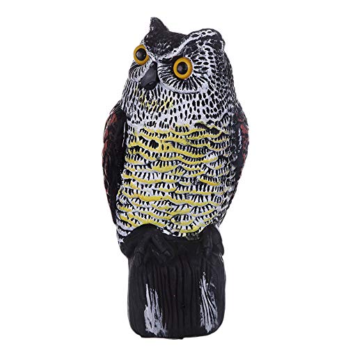 Simulation Solar Bird Scarecrow Fake Horned Owl Decoy Panel Blink Vocal Pest Repellent Ornament Garden Tools (Multicolor, ONE SIZE)