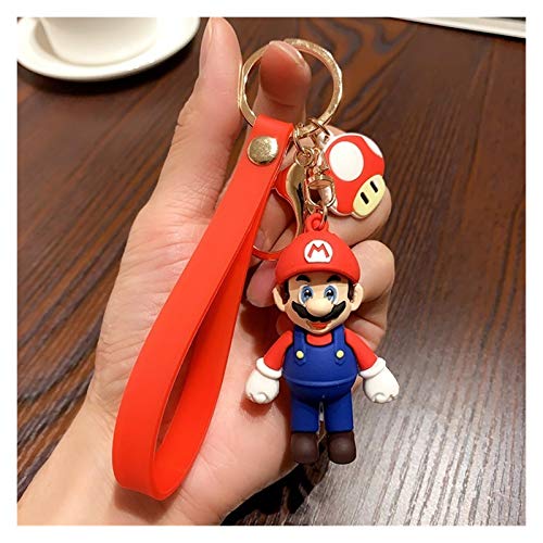 Siqikeji Llavero Encantos Mario Bros Llavero de la Historieta 3D Mario Llavero del Coche de Moda Mario Luigi Bolsa Pendiente Suave de Goma Clave de PVC Cadenas (Color : Mario)