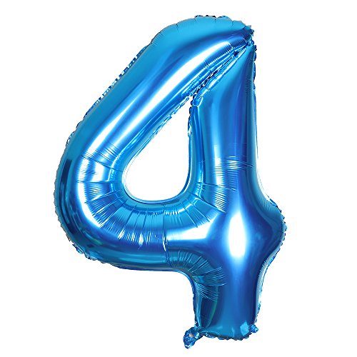 Smarcy Globos Número 4 Decoración de Cumpleaños 4 Años Fiesta de Cumpleaños (Azul)