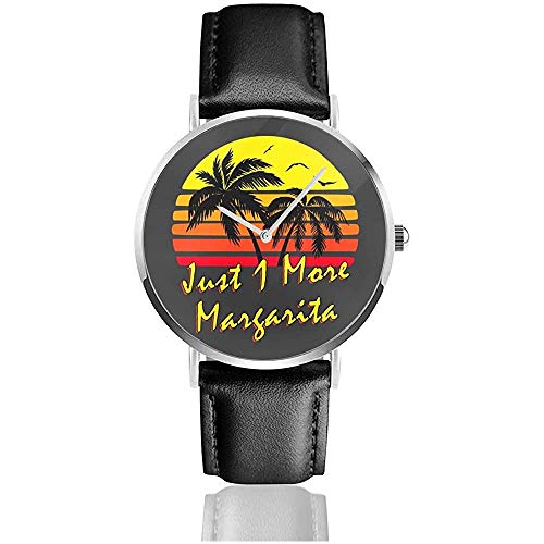 Solo 1 más Margarita Vintage Sun Watches Reloj de Cuero de Cuarzo con Correa de Cuero Negra para Regalo de colección