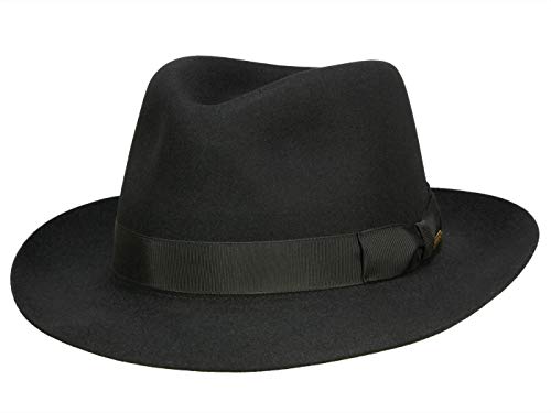 Stetson Penn - Sombrero de fieltro para el pelo, para hombre y mujer, para invierno, verano, con forro negro (1) XS