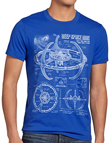 style3 Espacio Profundo Nueve Camiseta para Hombre T-Shirt, Talla:L, Color:Azul
