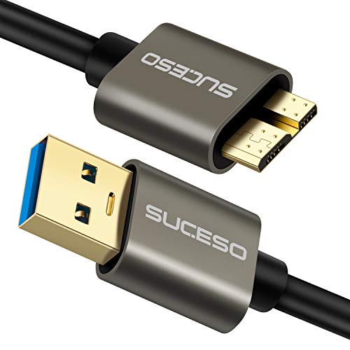 SUCESO Cable Micro B 3.0 [1M] Cable USB 3.0 Tipo A a Micro B Macho Cable de Sincronización Cable de Datos 5 Gbps para Discos duros Externos WD,Toshiba Canvio,Seagate,mi Pasaporte,Samsung S5,Note 3 ect