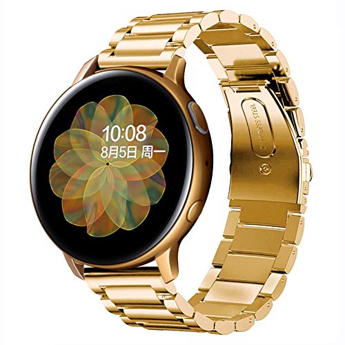 SUNDAREE Compatible con Correa Galaxy Watch Active2 44MM/40MM,20MM Metal Acero Inoxidable Reemplazo Correas Banda Pulseras de Reloj Inteligente para Samsung Galaxy Watch Active(Active2 Gold)