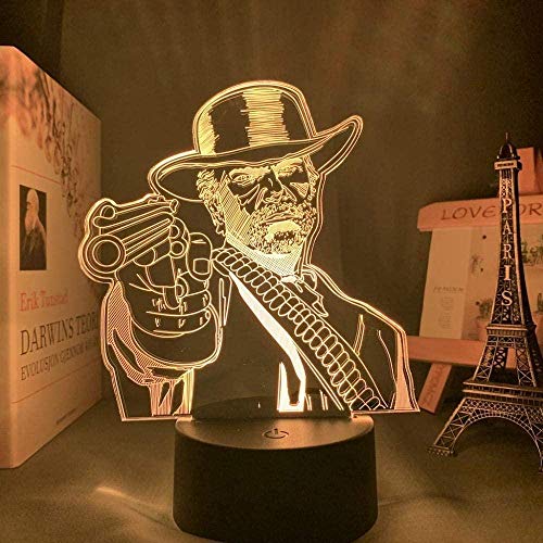 Tatapai Rdr2 Arthur Morgan Figura de niños Led de luz nocturna Juego Red Dead Redemption 2 Regalo acrílico lámpara 3D para decoración de sala de juegos, luz nocturna, 7 colores sin control remoto