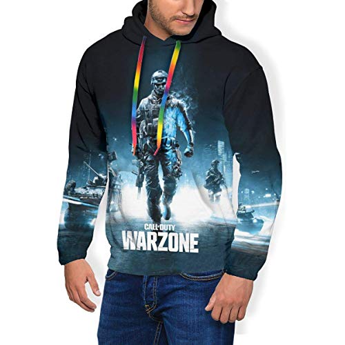 Teen Hip-Hop Sudadera con Capucha Impresa en 3D con Bolsillo Top Casual Negro Call-of-Duty Modern-Warfare L