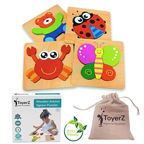 ToyerZ Juguetes de Madera Puzzles Educativos 1 2 3 años,Juguete Montessori Puzles para Bebes,Dibujo de Animales Montessori 1 año Regalo Cumpleaños y Navidad.