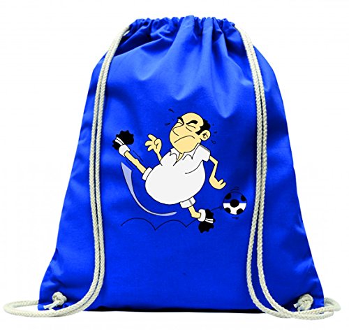 'Turn Bolsa "Fútbol de bola de jugadores de Salen de muñeco de Hobby de Sport con cordel – 100% algodón de bolsa Con Asas De Mochila de bolsa de deporte, azul