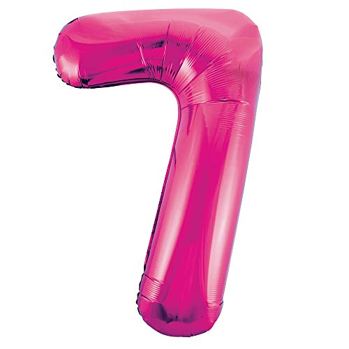 Unique Party- Globo gigante número 7, Color rosa, 86 cm (55737) , color/modelo surtido