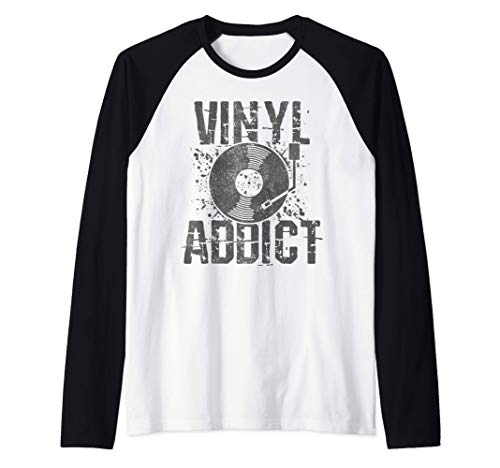 Vinyl Record DJ Vintage Retro Disco Regalo Camiseta Manga Raglan