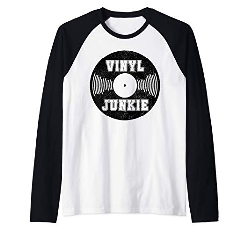 Vinyl Record DJ Vintage Retro Disco Regalo Camiseta Manga Raglan