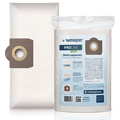 Wessper Bolsas de aspiradora para Fif Lavorwash GE 18 (3 Piezas, Papel)