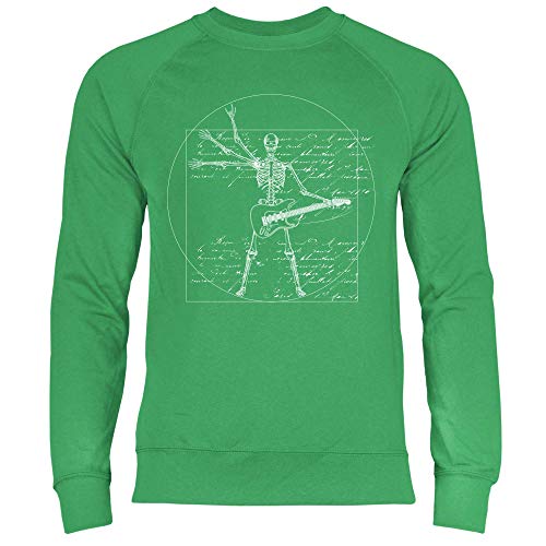 wowshirt Sudadera Guitarra esquelética Festival da Vinci de la Roca para Hombre, Tamaño:S, Color:Kelly Green