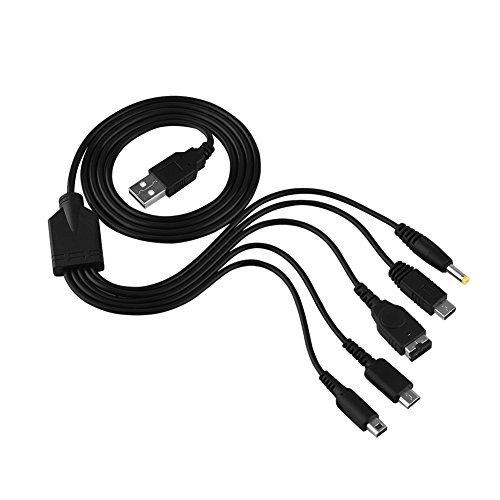 Ymiko 5 en 1 Cargador USB para Nintendo NDS LL/XL 3DS Wii U PSP Cable de Carga multifunción, 47.2in