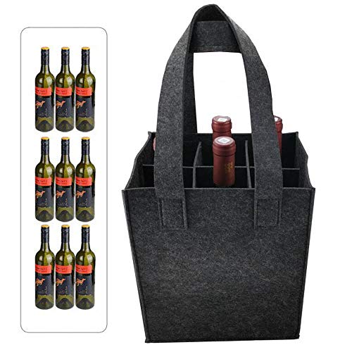 ysister Bolsa para Botellas, Bolsa para Transportar Botellas, Bolsa de Regalo de Botella de Vino, Portador de Cerveza Bolsa de Fieltro para 9 Botellas Fiesta Fiesta de Viaje (32 x 24 x 20 cm)