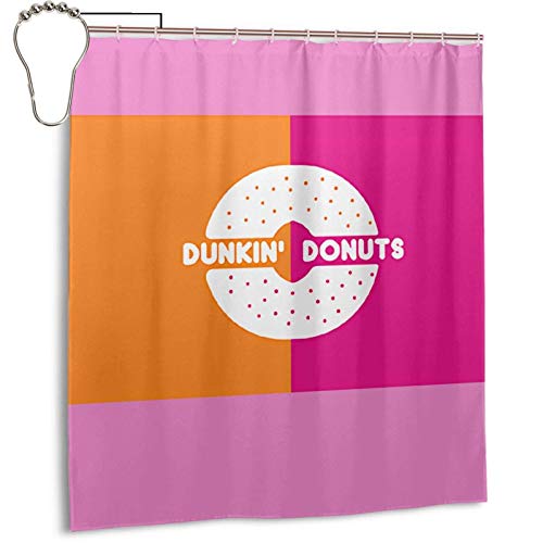 Yuanmeiju Cortina de Ducha Impermeable de Moda Dunkin Donuts Shower Curtains for Bathroom, 66x72 Inch Polyester Resistant 3D Printing Waterproof Shower Curtain 12 Plastic Hooks