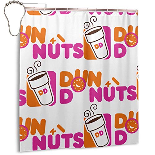 Yuanmeiju Cortina de Ducha Impermeable de Moda Dunkin Donuts Shower Curtains for Bathroom, 66x72 Inch Polyester Resistant 3D Printing Waterproof Shower Curtain 12 Plastic Hooks