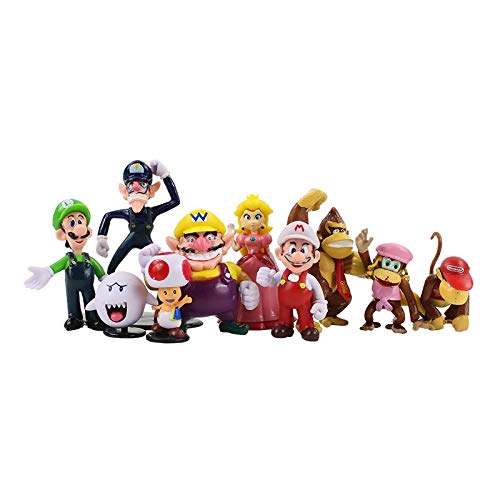 YUNDING Super Mario Peluches 10 Unids / Lote Super Mario Figuras Luigi Toad Princesa Peach Donkey Kong Diddy Kong Ghost Boo Wario Modelo Juguetes