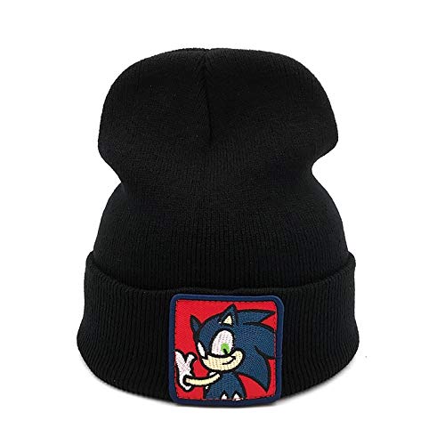 YUNMEI Sonic Juguete Animación Sonic The Hedgehog Gorros De Invierno para Hombres Gorra De Bordado Sombrero De Punto Cálido para Mujeres Skullies Bonnet Unisex Hip Hop