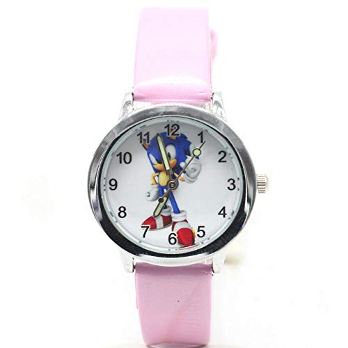 YUNMEI Sonic Juguetes 1 Piezas Niños Relojes de Cuero Niños Dibujos Animados Sonic Reloj Reloj Niños Horas Niñas