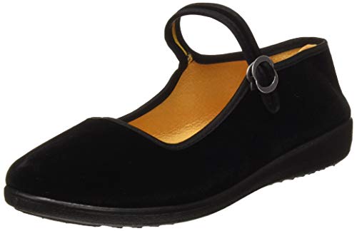 Zapatos Mary Jane de Terciopelo de Las Mujeres Algodón Negro Antigua Pekín Pisos de Tela Ejercicio de Yoga Zapatos de Baile (40 EU)，suba uno o Dos tamaños al Realizar el Pedido