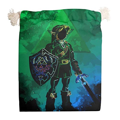 Zelda - Lote de 6 bolsas reutilizables de almacenamiento de tela biodegradables para decoraciones de fiesta de vacaciones y espadachín