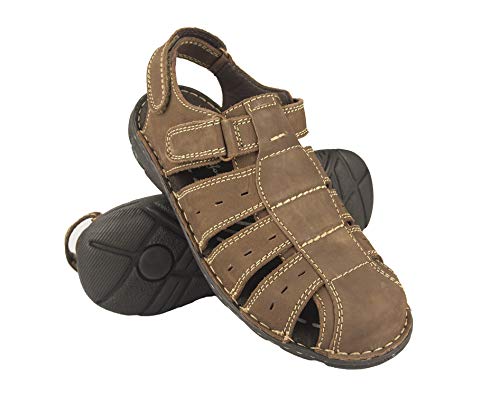 Zerimar Sandalias Hombre | Sandalias Trekking Hombre | Sandalias Hombre Senderismo | Sandalias Hombre Cuero | Sandalias Hombre Verano | Color Café Talla 42