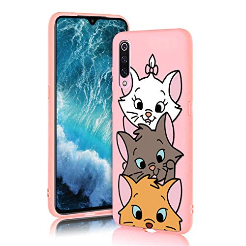 ZhuoFan Funda Xiaomi Mi 9 SE, Cárcasa Silicona Rosa con Dibujos Diseño Suave Gel TPU Antigolpes de Protector Piel Case Cover Bumper Fundas para Movil Xiaomi Mi 9SE, 3 Gato