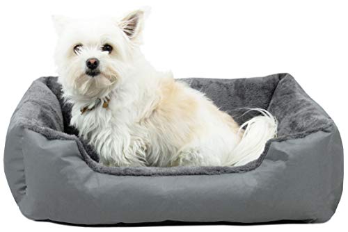 ZOLLNER Cama para Perros pequeños y Gatos, Aprox. 50x70x17 cm Lavable, Gris