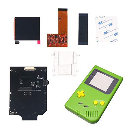 ZSYLOVE ZHANGSUYUAN Kit DE Pantalla FUNNYPLAYING DMG Retro Pixel IPS LCD de Alto Brillo de la retroiluminación LUZ Aptos for la Game Boy GB Consola 36 Retro Color con Shell (Color : Green Yellow)