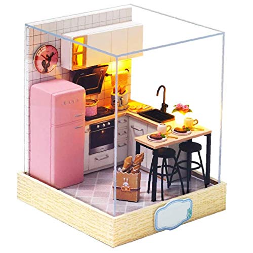 ZYCX123 Miniatura muñeca Muebles de la casa de Madera con Cubierta de Polvo Accesorios