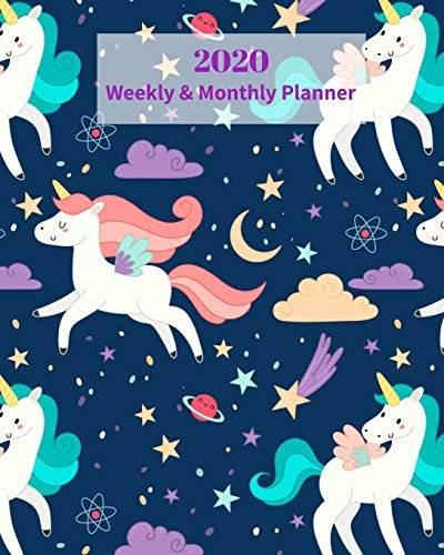 2020 Weekly and Monthly Planner: Space Unicorn Saturn Stars Moon Monthly Calendar with U.S./UK/ Canadian/Christian/Jewish/Muslim Holidays– Calendar in ... Children Fantasy Magical Mythical Animals