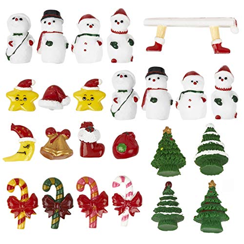 30 Figuras de Resina Navideña en Miniatura| Árboles Muñeco de Nieve Copos Nieve Calcetines Gorro Papá Noel y Más| Mini Adornos Pequeños Decoración Bricolaje Casa Muñecas Pueblo Navidad.