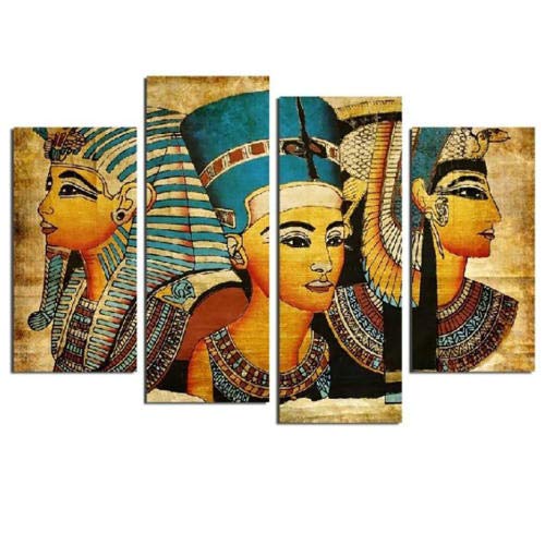 4 Paneles Faraón Egipcio Imagen Modular Arte de La Pared Decoración para el Hogar Pósteres Sala de estar Hd Impreso Pintura Moderna Sobre Lienzo Sin Marco