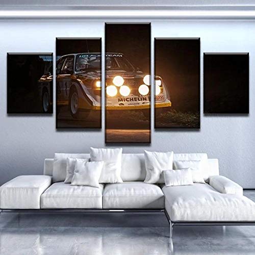 45Tdfc Decoracion Salon Modernos 5 Piezas Lienzo Grandes murales Pared hogar Pasillo Decor Arte Pared Cuadro Buggy Faros Noche Fotos HD Impresión Carteles Innovador Regalo