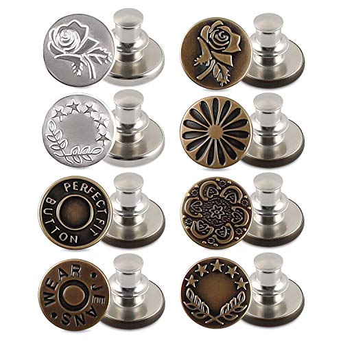 8pcs Instant Buttons, Juego De Botones Para Pantalones Vaqueros, De Metal, Sin Costuras, De Repuesto, Botones Desmontables, Botones Para Pantalones Vaqueros, Botones Para Pantalones (D)