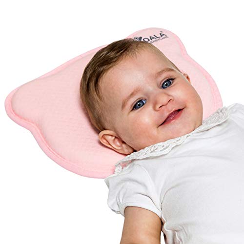 Almohada para Bebe para plagiocefalia desenfundable (con dos forros) para prevenir-curar la Cabeza Plana in Memory Foam - KoalaBabycare® - Perfect Head - Rosa