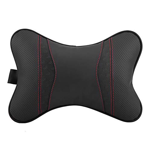 Almohada reposacabezas de asiento de coche almohada de apoyo para el cuello de cuero asiento de coche almohadilla suave cabeza cuello resto cojín impermeable para conductor (negro)