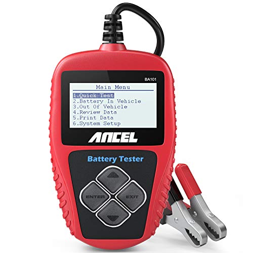 ANCEL BA101 Profesional Comprobador De Baterias Automotriz 12v 100-2000 CCA 220Ah Analizador de Baterias Digital Herramienta de Prueba de Células Defectuosas para Automóvil/Barco/Motocicleta y Más