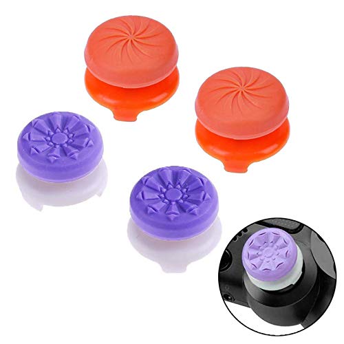 ANDERK Joystick PS4 Thumbstick Caps Accesorios de controlador de juego, Accesorios Esenciales para el Juego mando PS4 y Controlador PS5, Naranja y Morado