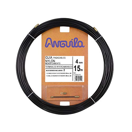 Anguila 12104015 Guía pasacables Nylon Monofilamento, Negro, 15 Metros